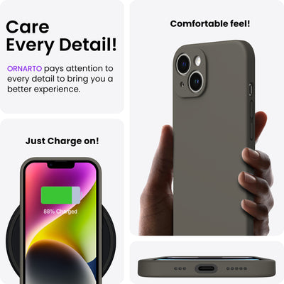 Flüssigsilikon iPhone 14 Hülle mit Kameraschutz und 2 Displayschutzfolien