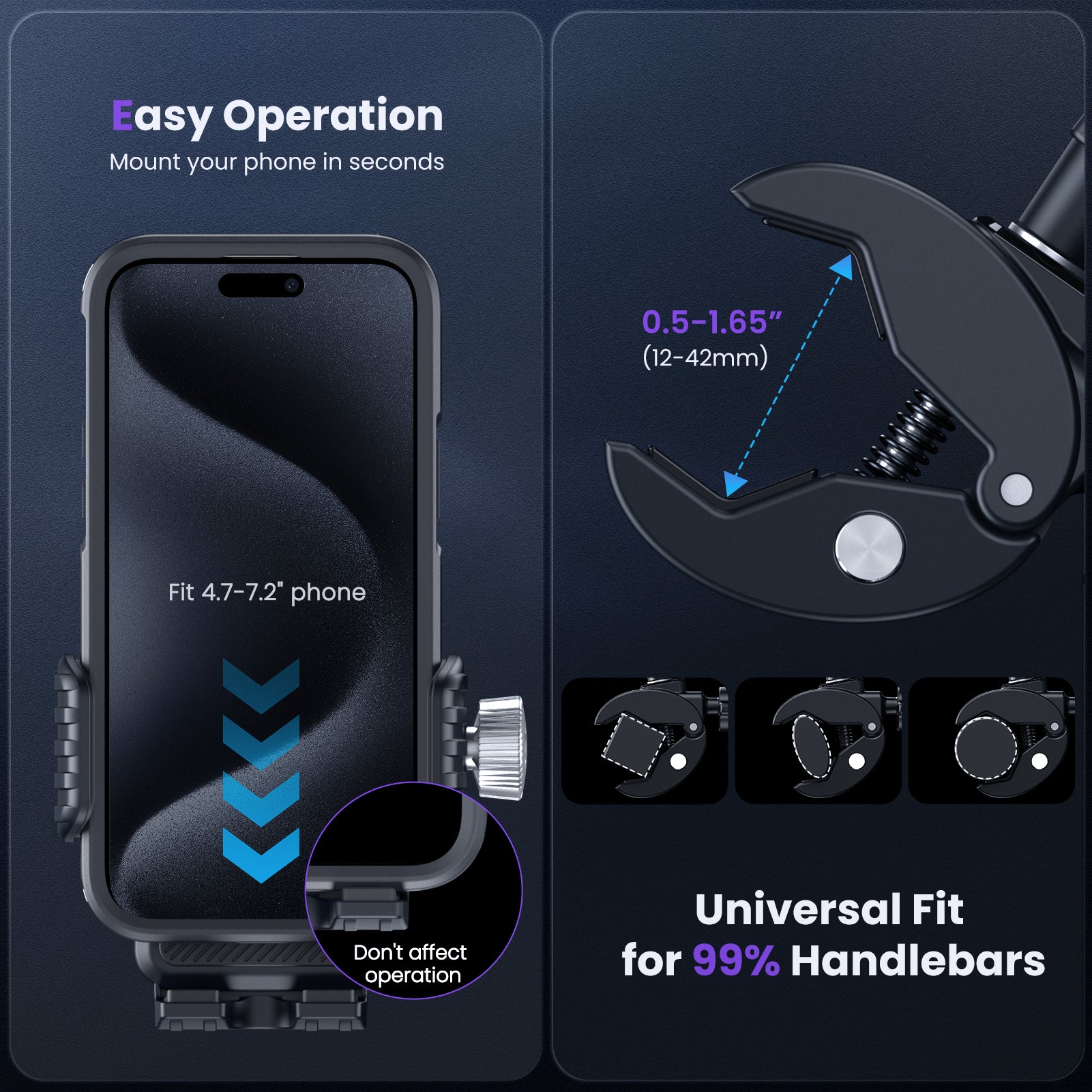 S3 Bike Phone Holder, Rotatable Motorcycle Phone Mount