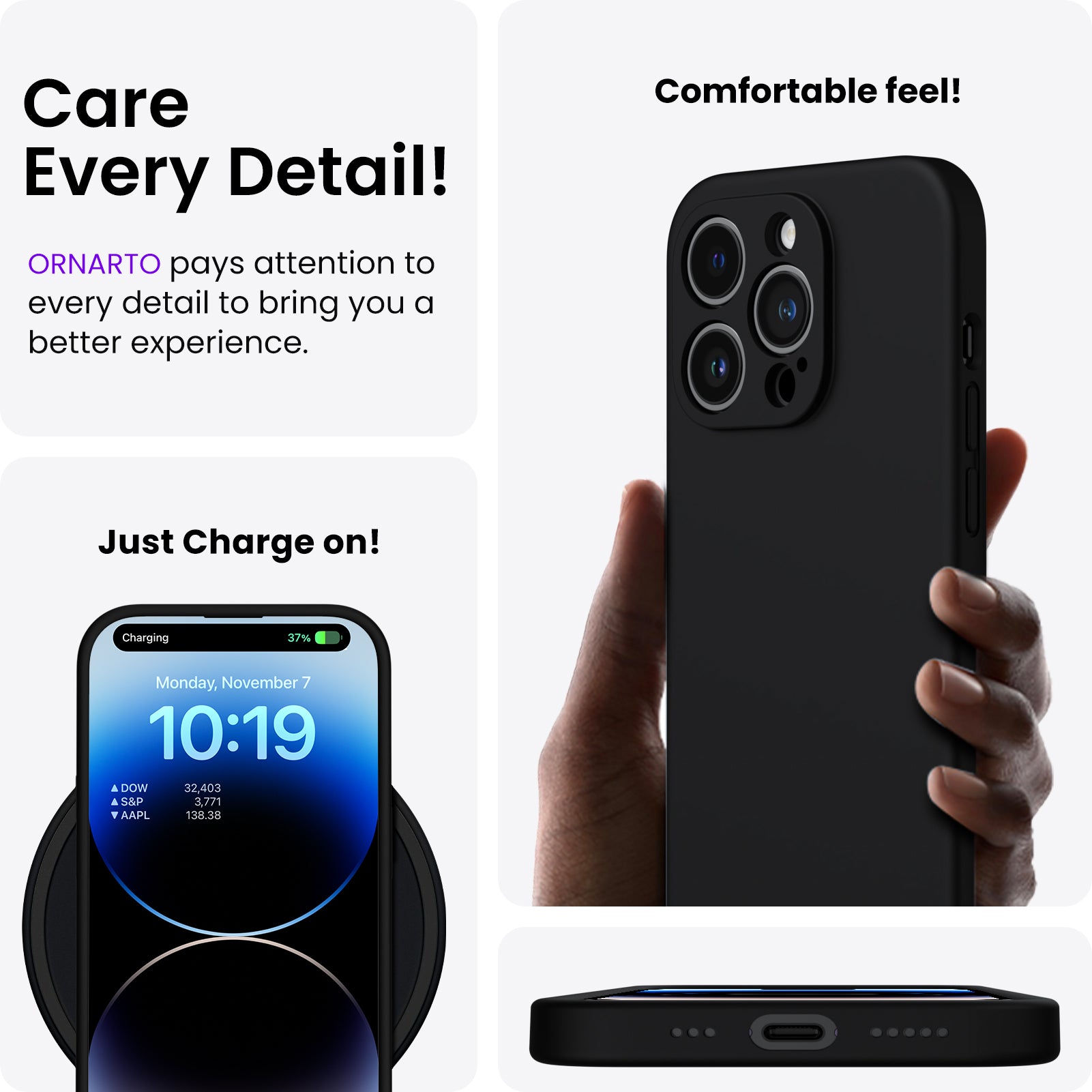 Liquid Silicone iPhone 14 Pro Case with Camera Protection and 2 Screen Protectors