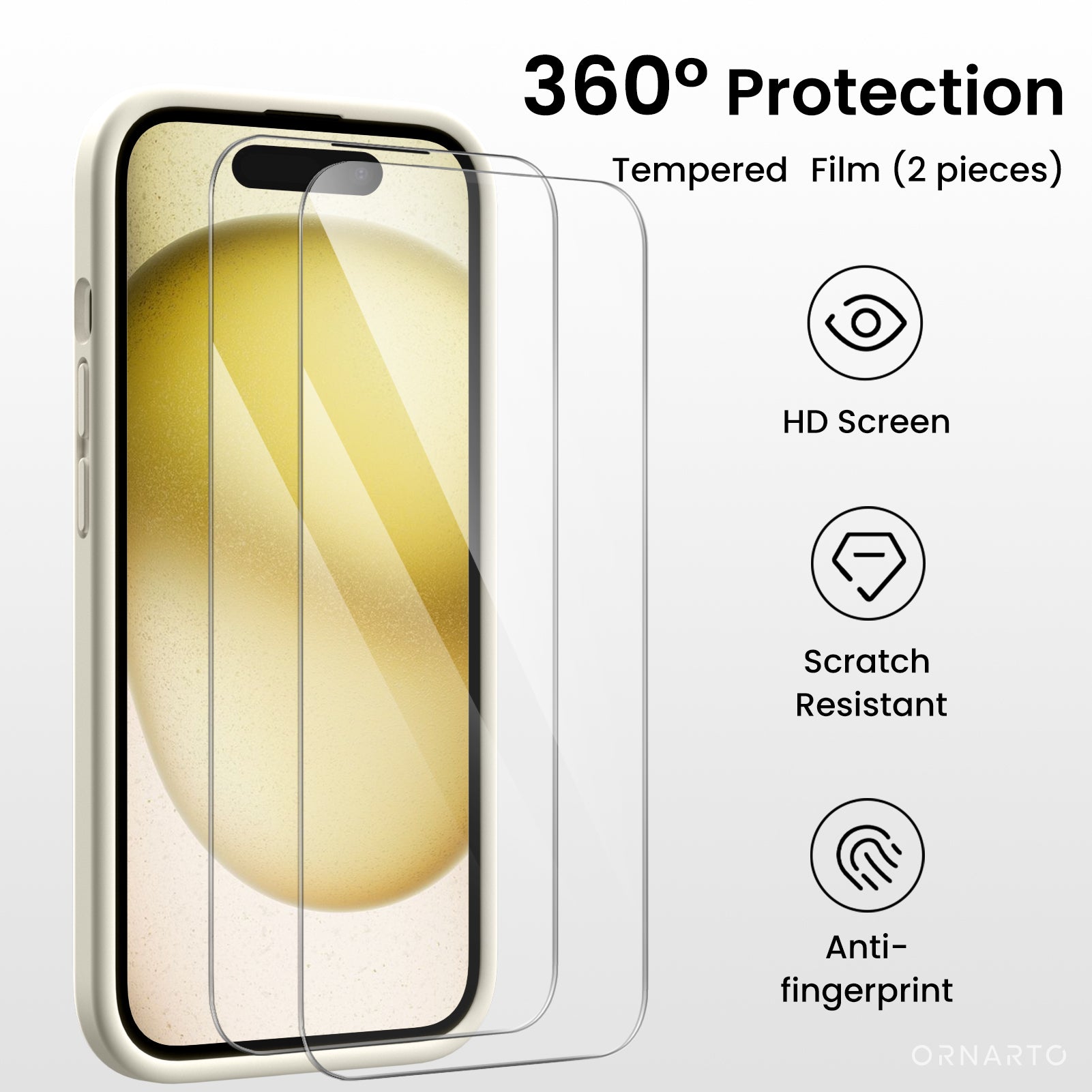 Liquid Silicone iPhone 15 Case with Camera Protection and 2 Screen Protectors