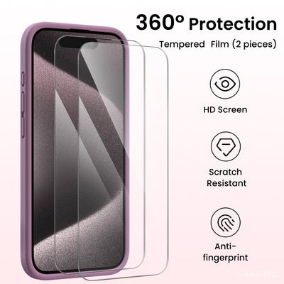 Flüssigsilikon-Schutzhülle für iPhone 15 Pro Max mit Kameraschutz und 2 Displayschutzfolien