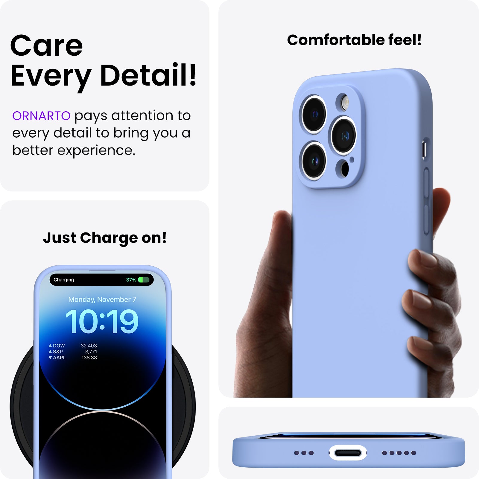 Liquid Silicone iPhone 14 Pro Case with Camera Protection and 2 Screen Protectors
