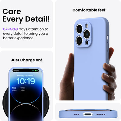 Flüssigsilikon Hülle iPhone 14 Pro mit Kameraschutz und 2 Displayschutzfolien