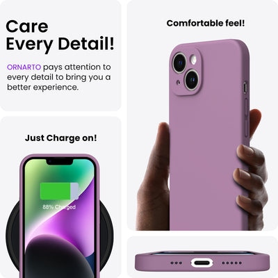 Flüssigsilikon iPhone 14 Hülle mit Kameraschutz und 2 Displayschutzfolien