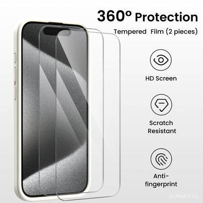 Liquid Silicone iPhone 15 Pro Max Case with Camera Protection and 2 Screen Protectors
