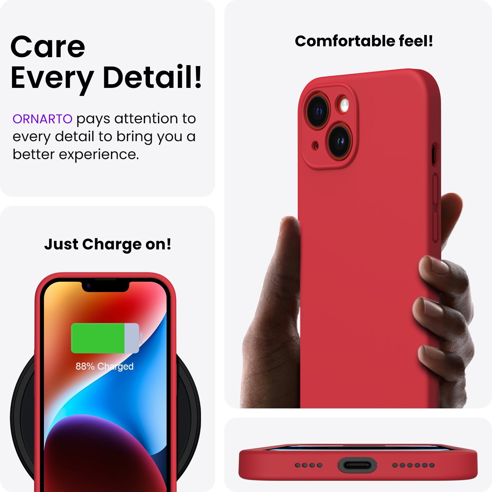 Liquid Silicone iPhone 14 Plus Case with Camera Protection and 2 Screen Protectors