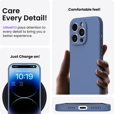 Flüssigsilikon Hülle für iPhone 14 Pro Max mit Kameraschutz und 2 Displayschutzfolien