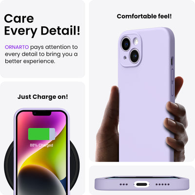 Flüssigsilikon iPhone 14 Hülle mit Kameraschutz und 2 Displayschutzfolien