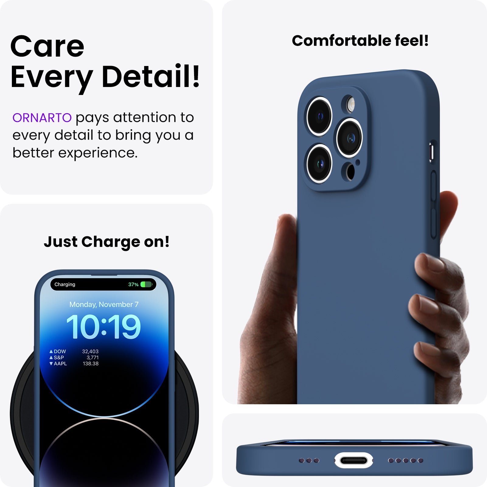 Liquid Silicone iPhone 14 Pro Case with Camera Protection and 2 Screen Protectors