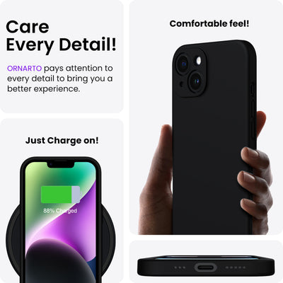 Flüssigsilikon Hülle für iPhone 14 Plus mit Kameraschutz und 2 Displayschutzfolien