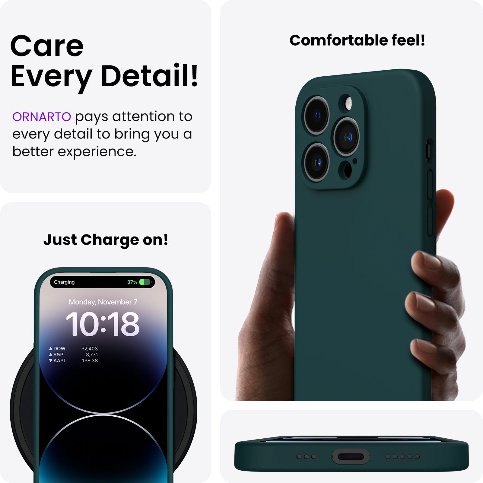 Liquid Silicone iPhone 14 Pro Case with Camera Protection and 2 Screen Protectors