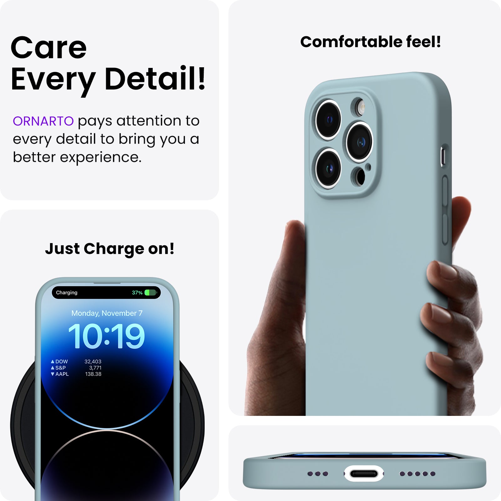 Liquid Silicone iPhone 14 Pro Case with Camera Protection and 2 Screen Protectors