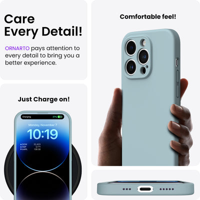Flüssigsilikon Hülle iPhone 14 Pro mit Kameraschutz und 2 Displayschutzfolien