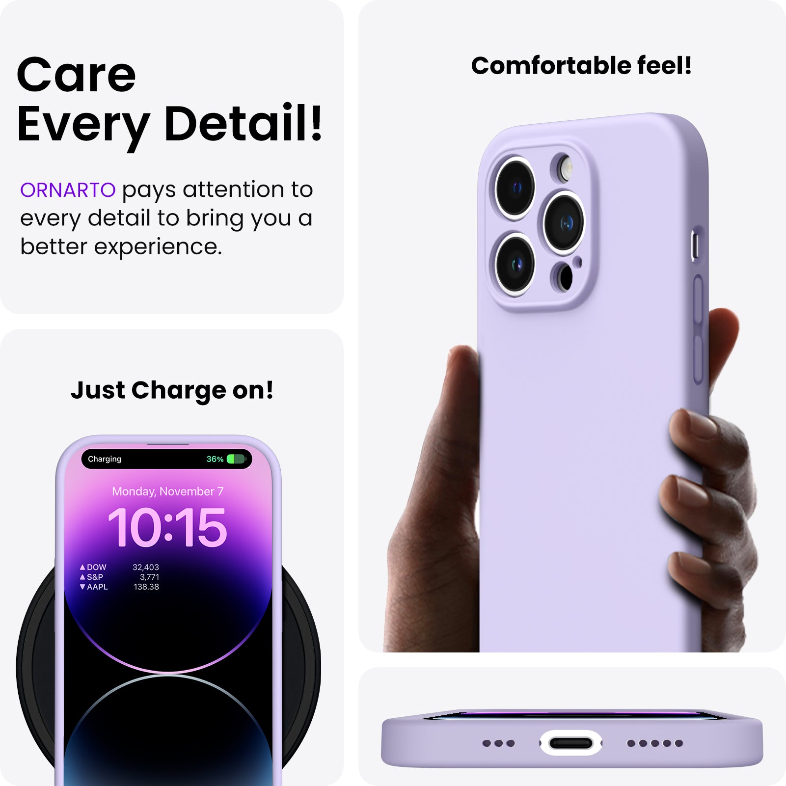 Liquid Silicone iPhone 14 Pro Case with Camera Protection and 2 Screen Protectors