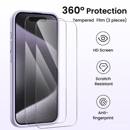 Liquid Silicone iPhone 15 Pro Max Case with Camera Protection and 2 Screen Protectors