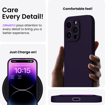Flüssigsilikon Hülle für iPhone 14 Pro Max mit Kameraschutz und 2 Displayschutzfolien