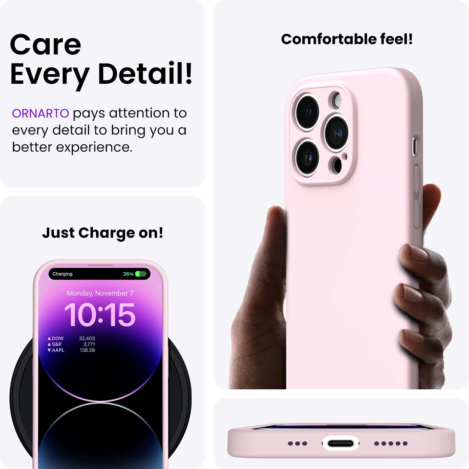 Liquid Silicone iPhone 14 Pro Case with Camera Protection and 2 Screen Protectors
