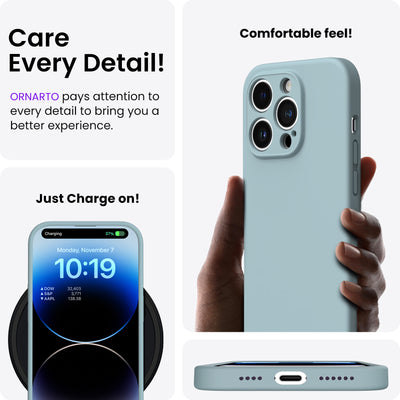 Flüssigsilikon Hülle für iPhone 14 Pro Max mit Kameraschutz und 2 Displayschutzfolien