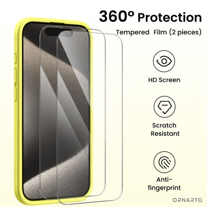 Liquid Silicone iPhone 15 Pro Max Case with Camera Protection and 2 Screen Protectors