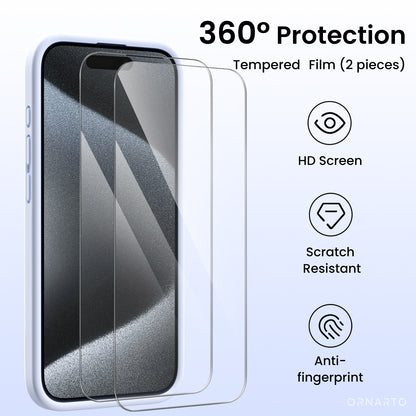 Liquid Silicone iPhone 15 Pro Max Case with Camera Protection and 2 Screen Protectors