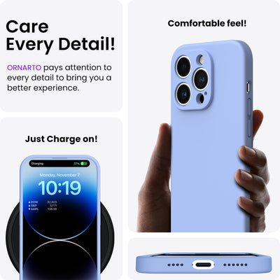Flüssigsilikon Hülle für iPhone 14 Pro Max mit Kameraschutz und 2 Displayschutzfolien