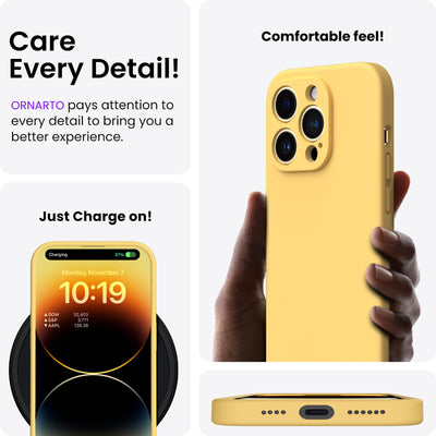 Flüssigsilikon Hülle für iPhone 14 Pro Max mit Kameraschutz und 2 Displayschutzfolien