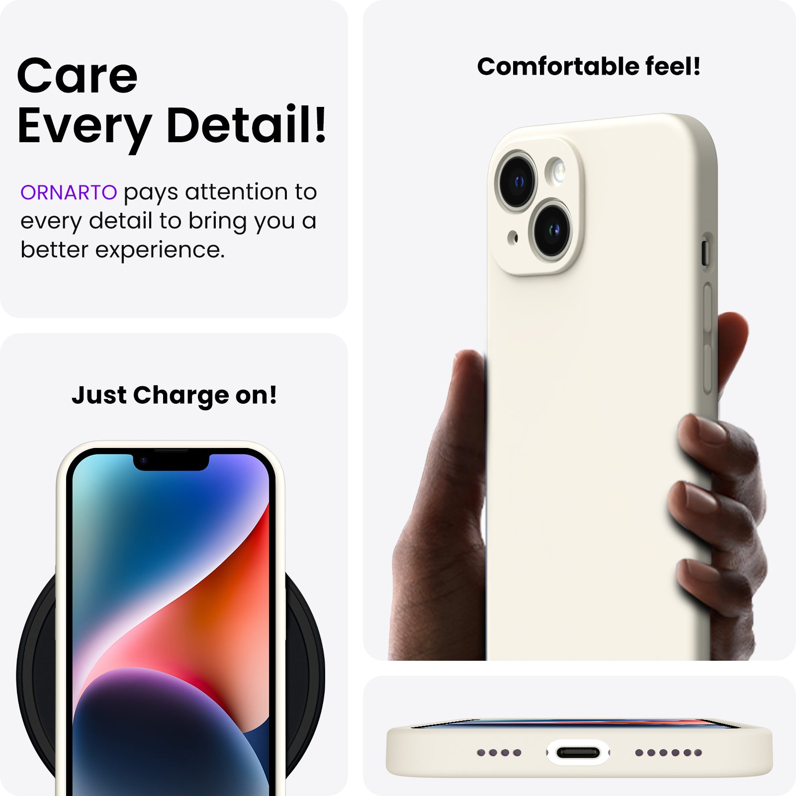 Liquid Silicone iPhone 14 Plus Case with Camera Protection and 2 Screen Protectors