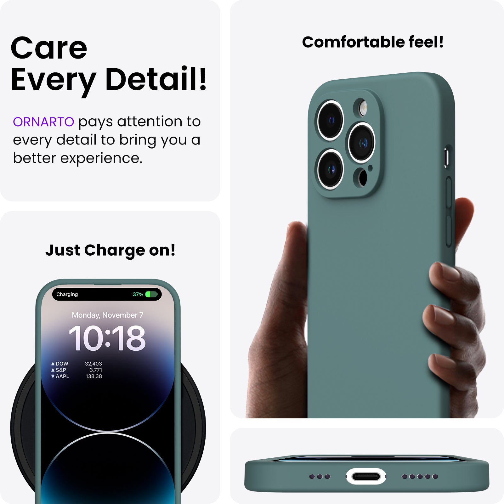 Liquid Silicone iPhone 14 Pro Case with Camera Protection and 2 Screen Protectors