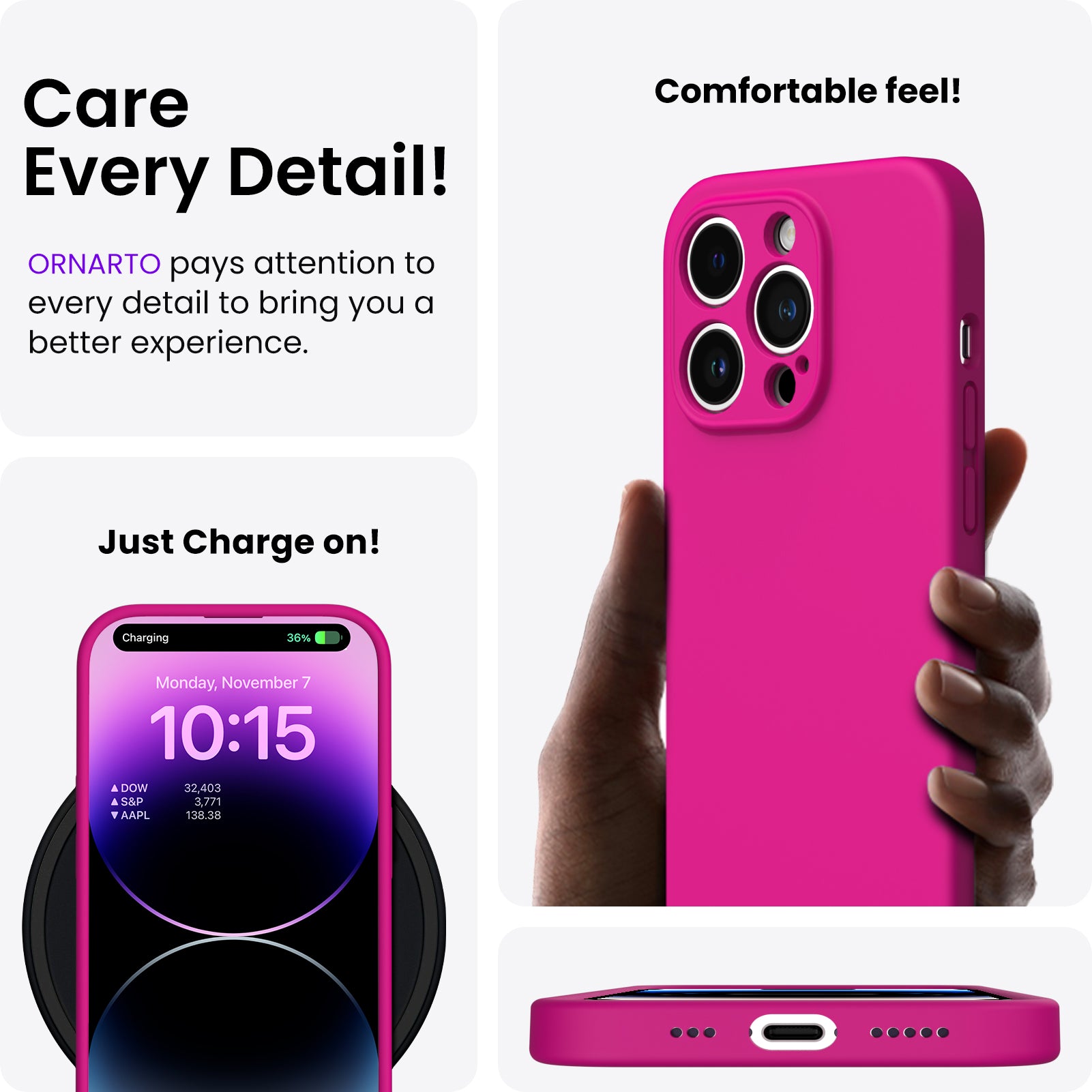 Liquid Silicone iPhone 14 Pro Case with Camera Protection and 2 Screen Protectors