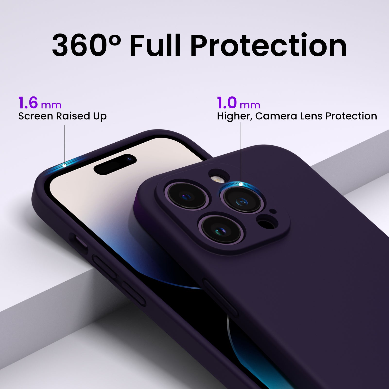 Liquid Silicone iPhone 14 Pro Max Case with Camera Protection and 2 Screen Protectors