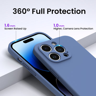 Flüssigsilikon Hülle für iPhone 14 Pro Max mit Kameraschutz und 2 Displayschutzfolien