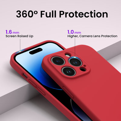 Flüssigsilikon Hülle für iPhone 14 Pro Max mit Kameraschutz und 2 Displayschutzfolien