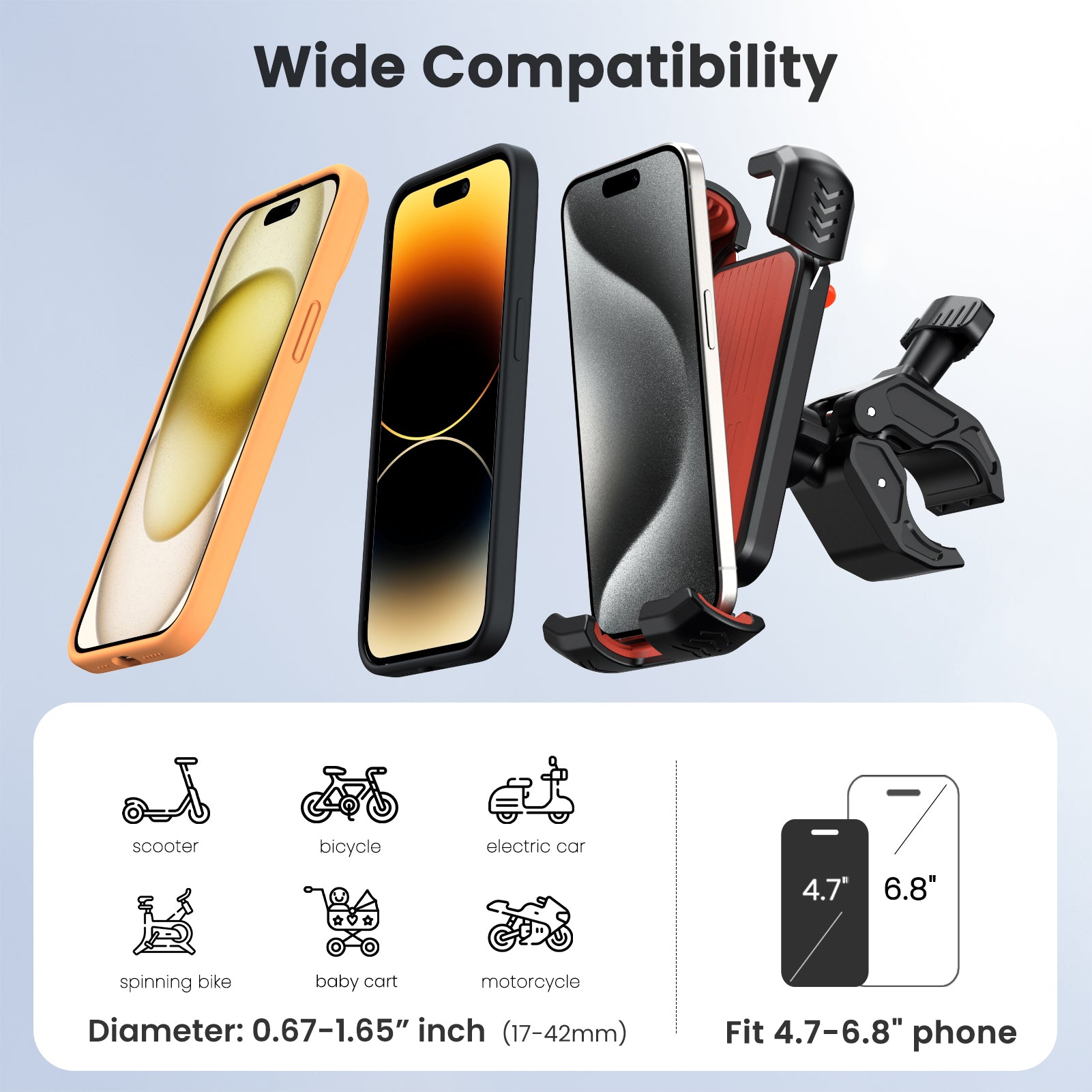 S2 Bike Phone Holder, Rotatable Motorcycle Phone Mount