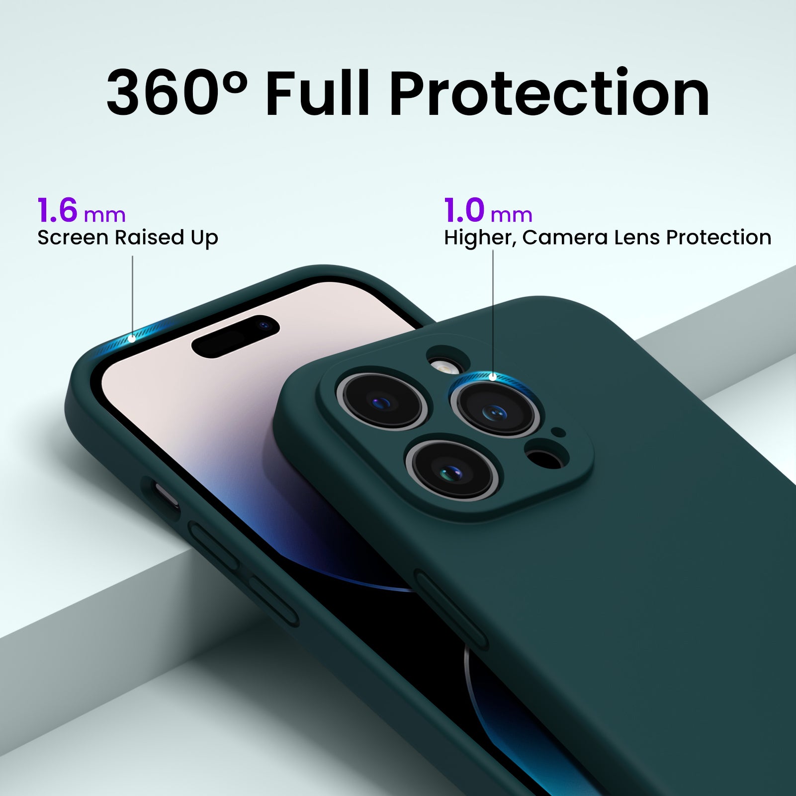 Liquid Silicone iPhone 14 Pro Case with Camera Protection and 2 Screen Protectors