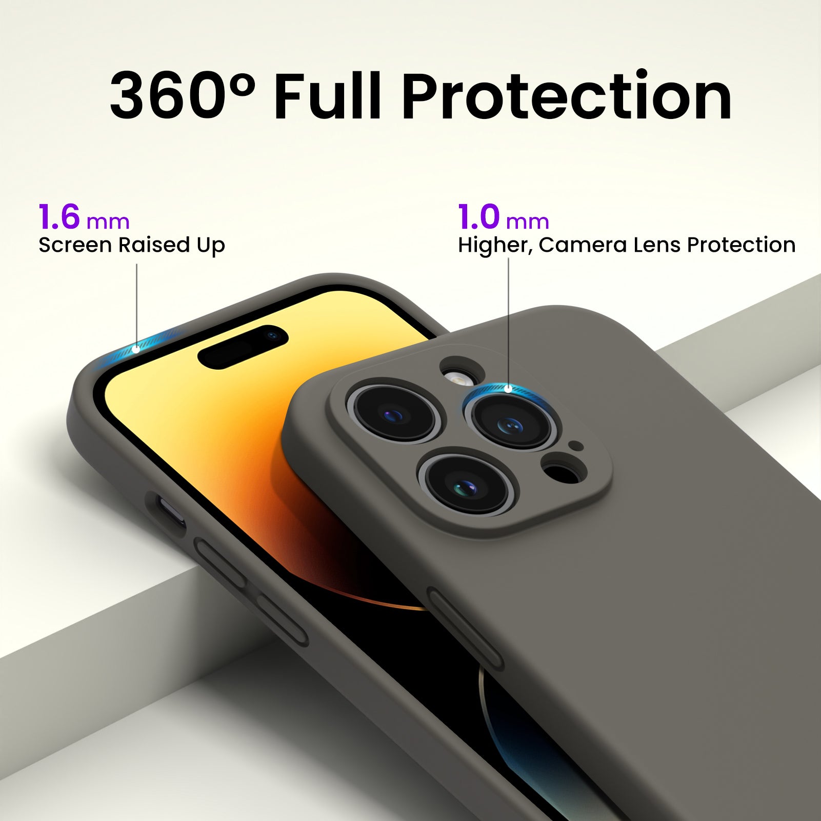 Liquid Silicone iPhone 14 Pro Max Case with Camera Protection and 2 Screen Protectors
