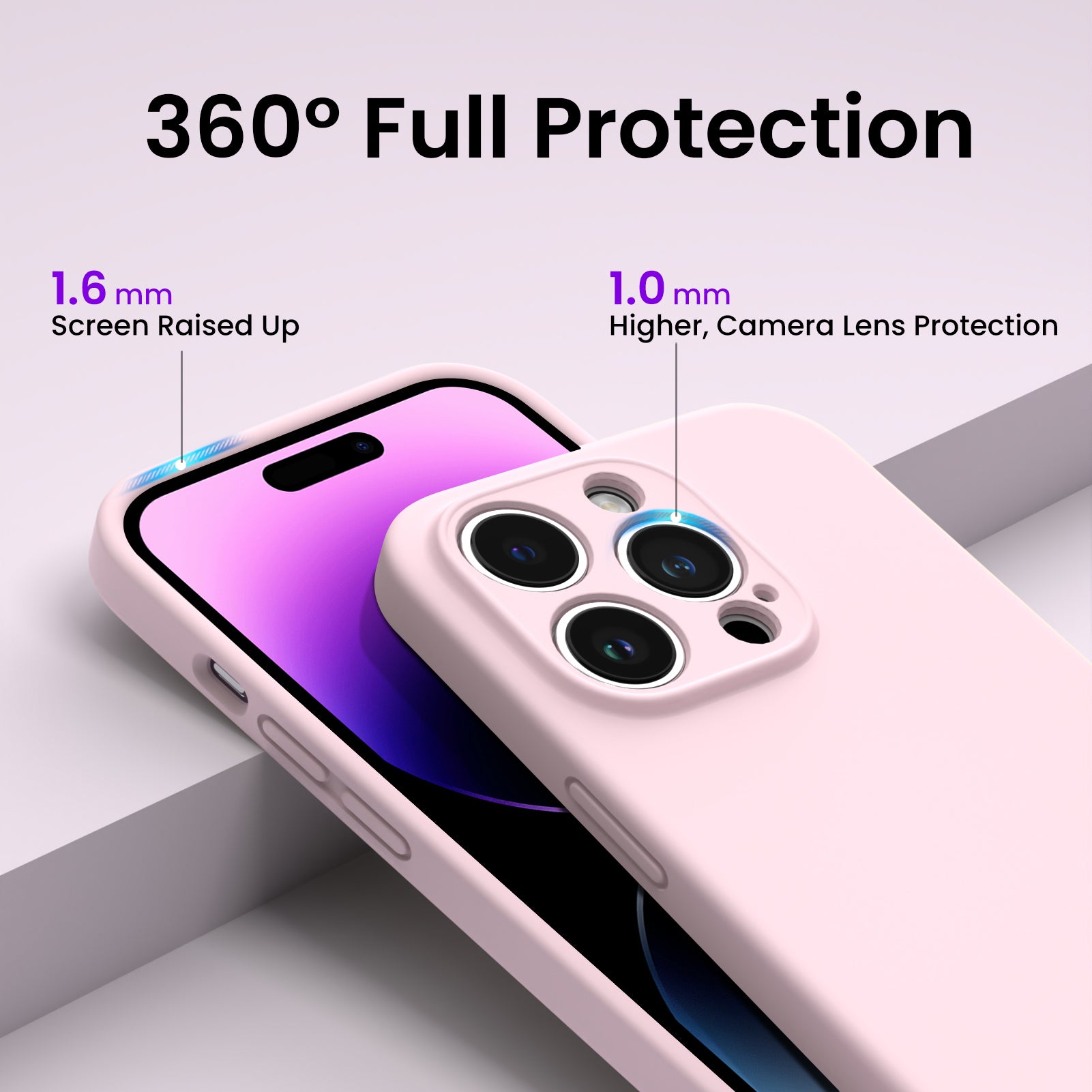 Liquid Silicone iPhone 14 Pro Max Case with Camera Protection and 2 Screen Protectors