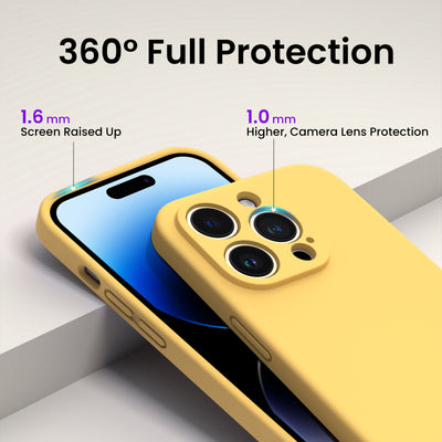 Flüssigsilikon Hülle für iPhone 14 Pro Max mit Kameraschutz und 2 Displayschutzfolien
