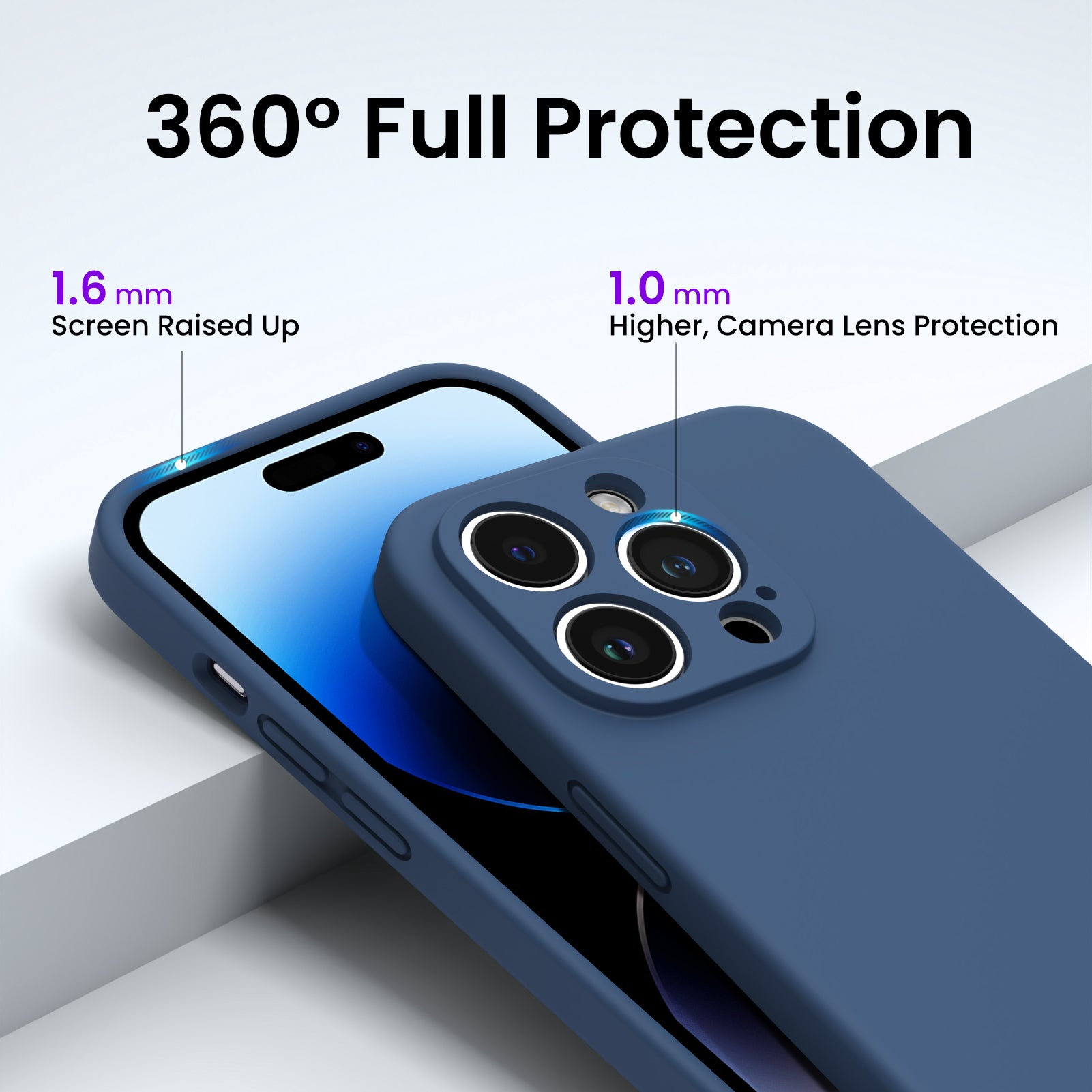 Liquid Silicone iPhone 14 Pro Case with Camera Protection and 2 Screen Protectors