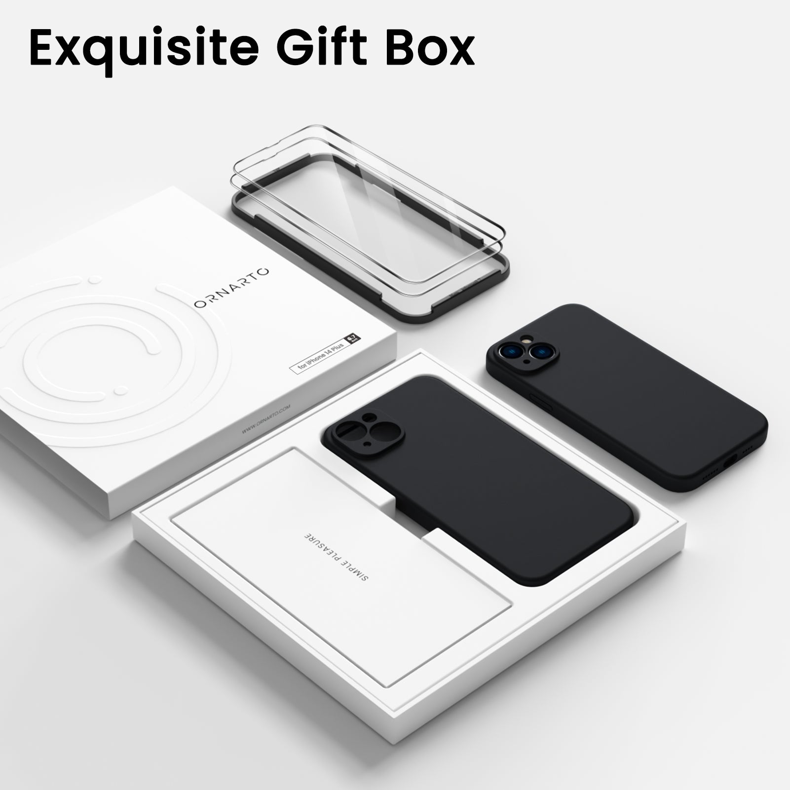 Liquid Silicone iPhone 14 Plus Case with Camera Protection and 2 Screen Protectors