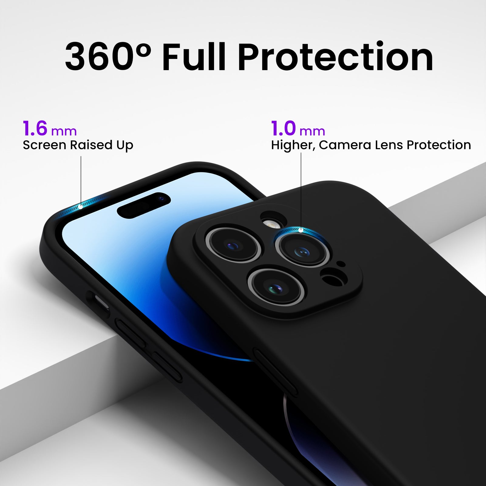 Liquid Silicone iPhone 14 Pro Case with Camera Protection and 2 Screen Protectors