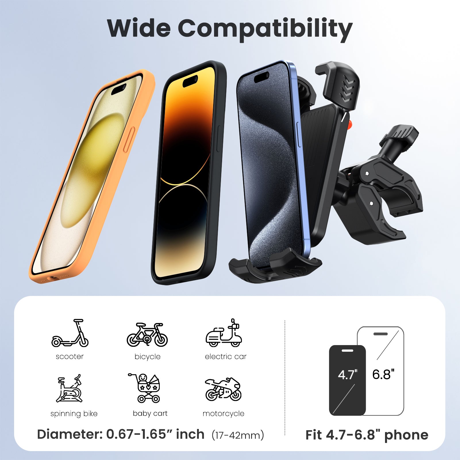 S2 Bike Phone Holder, Rotatable Motorcycle Phone Mount