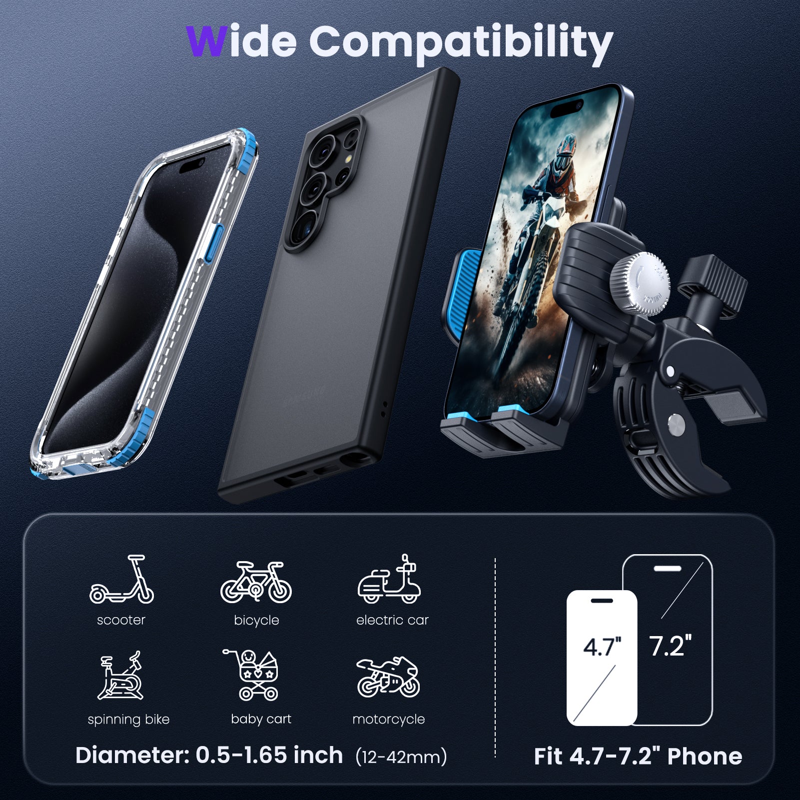 S3 Bike Phone Holder, Rotatable Motorcycle Phone Mount