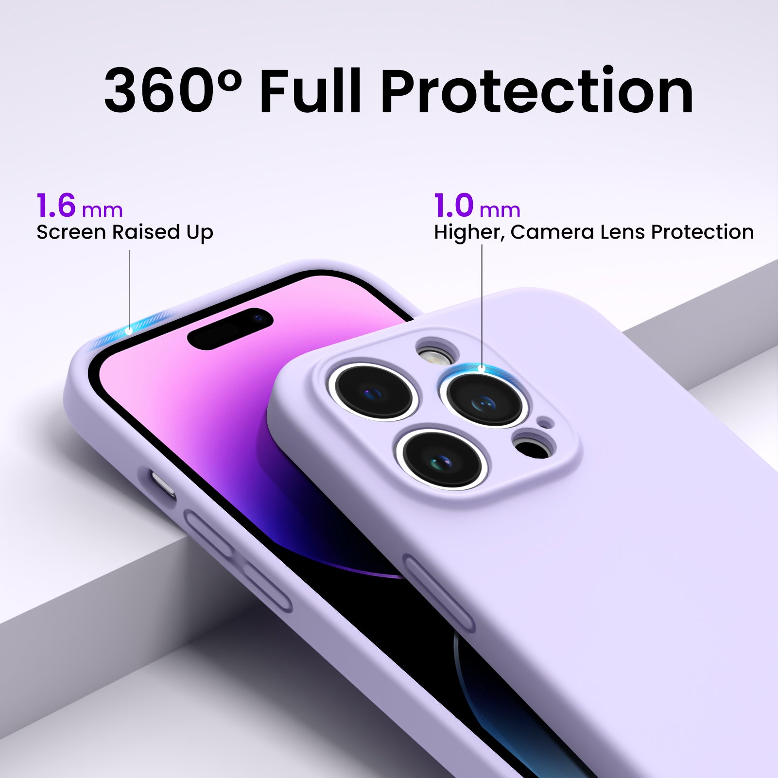 Liquid Silicone iPhone 14 Pro Case with Camera Protection and 2 Screen Protectors