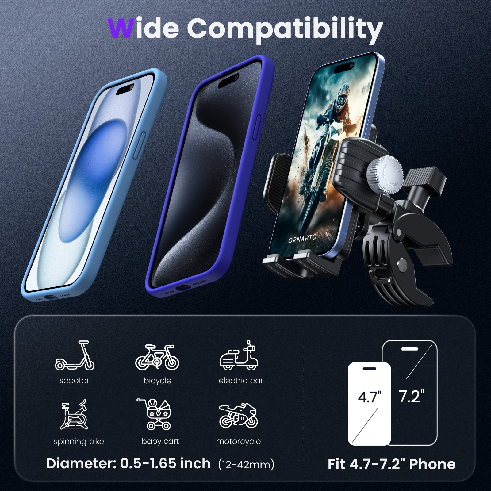 S3 Bike Phone Holder, Rotatable Motorcycle Phone Mount