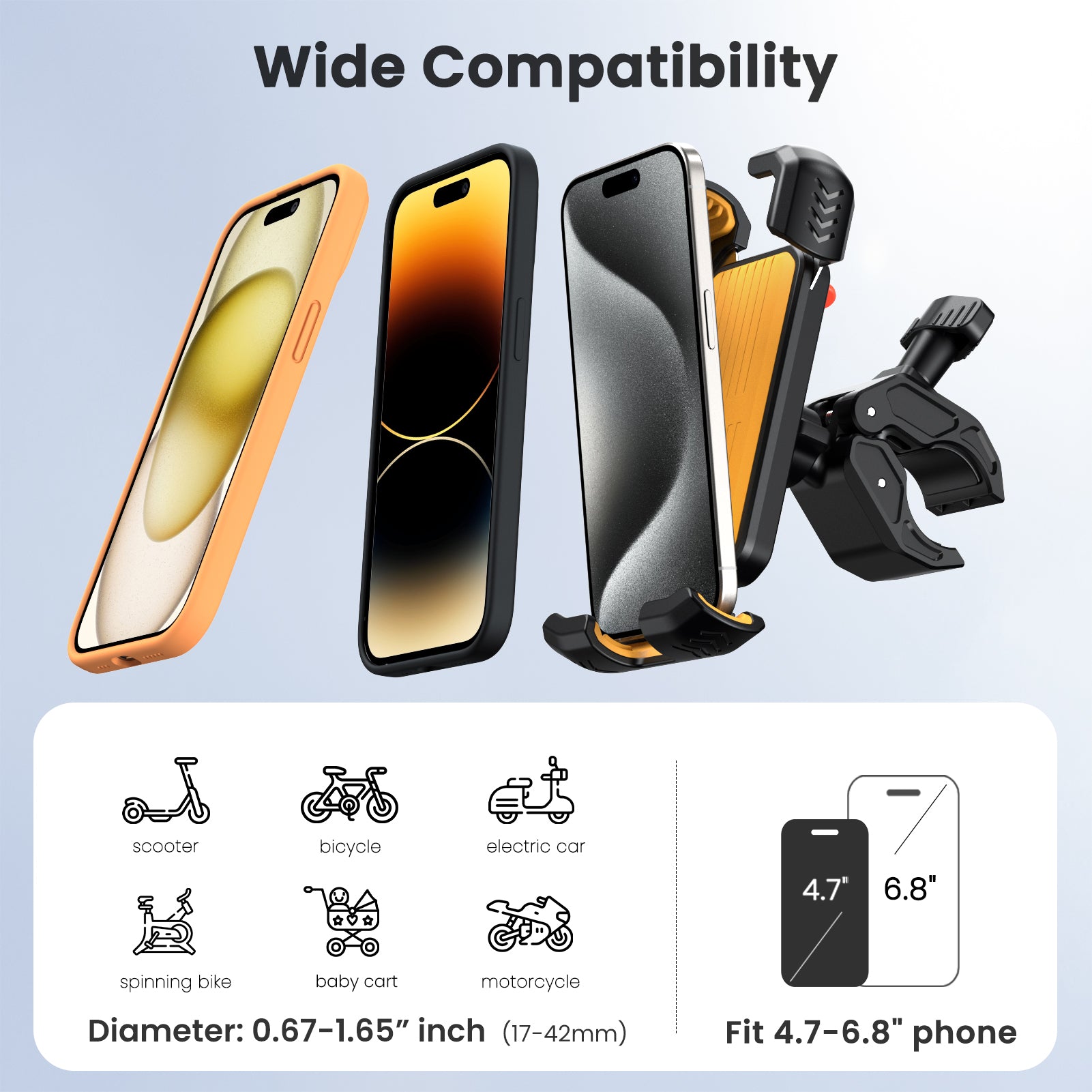 S2 Bike Phone Holder, Rotatable Motorcycle Phone Mount