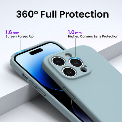 Flüssigsilikon Hülle für iPhone 14 Pro Max mit Kameraschutz und 2 Displayschutzfolien