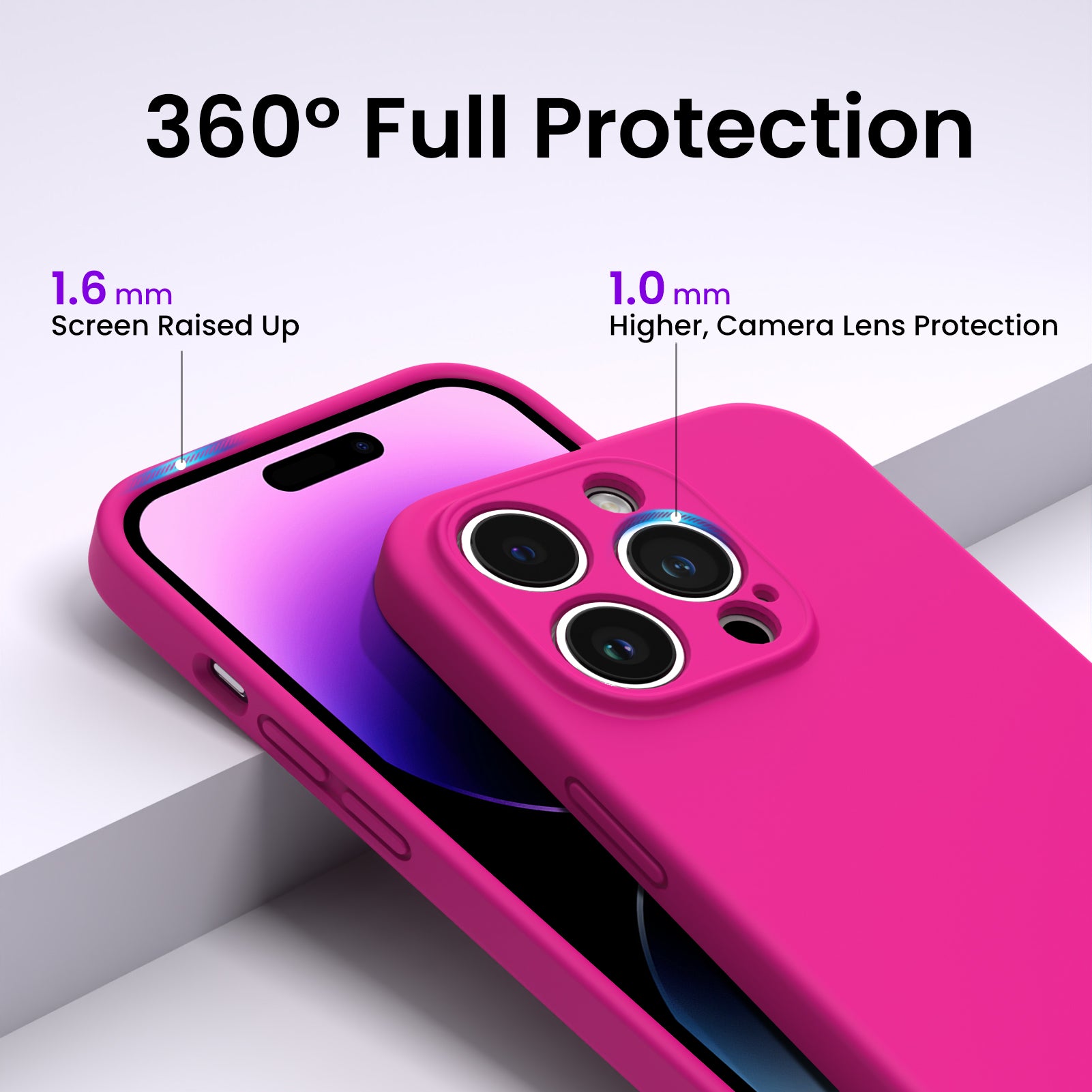 Liquid Silicone iPhone 14 Pro Case with Camera Protection and 2 Screen Protectors