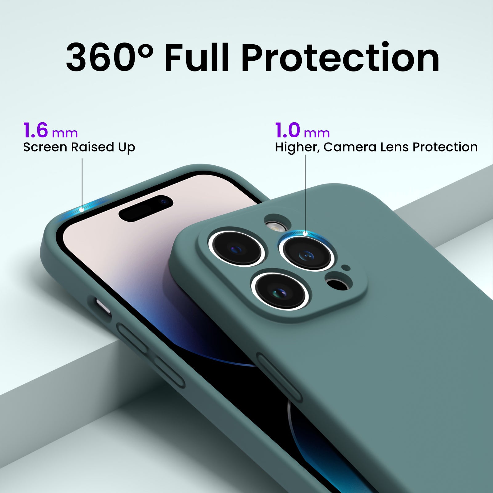 Liquid Silicone iPhone 14 Pro Case with Camera Protection and 2 Screen Protectors