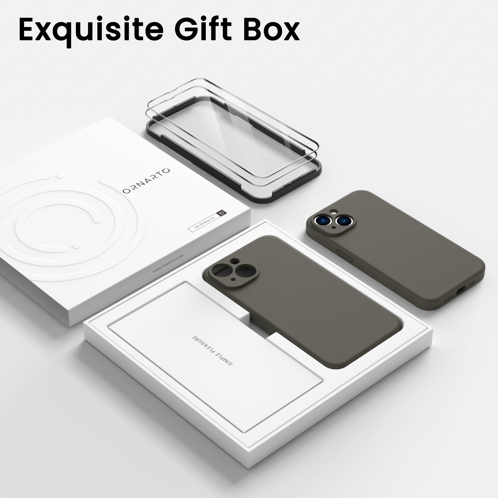 Liquid Silicone iPhone 14 Case with Camera Protection and 2 Screen Protectors