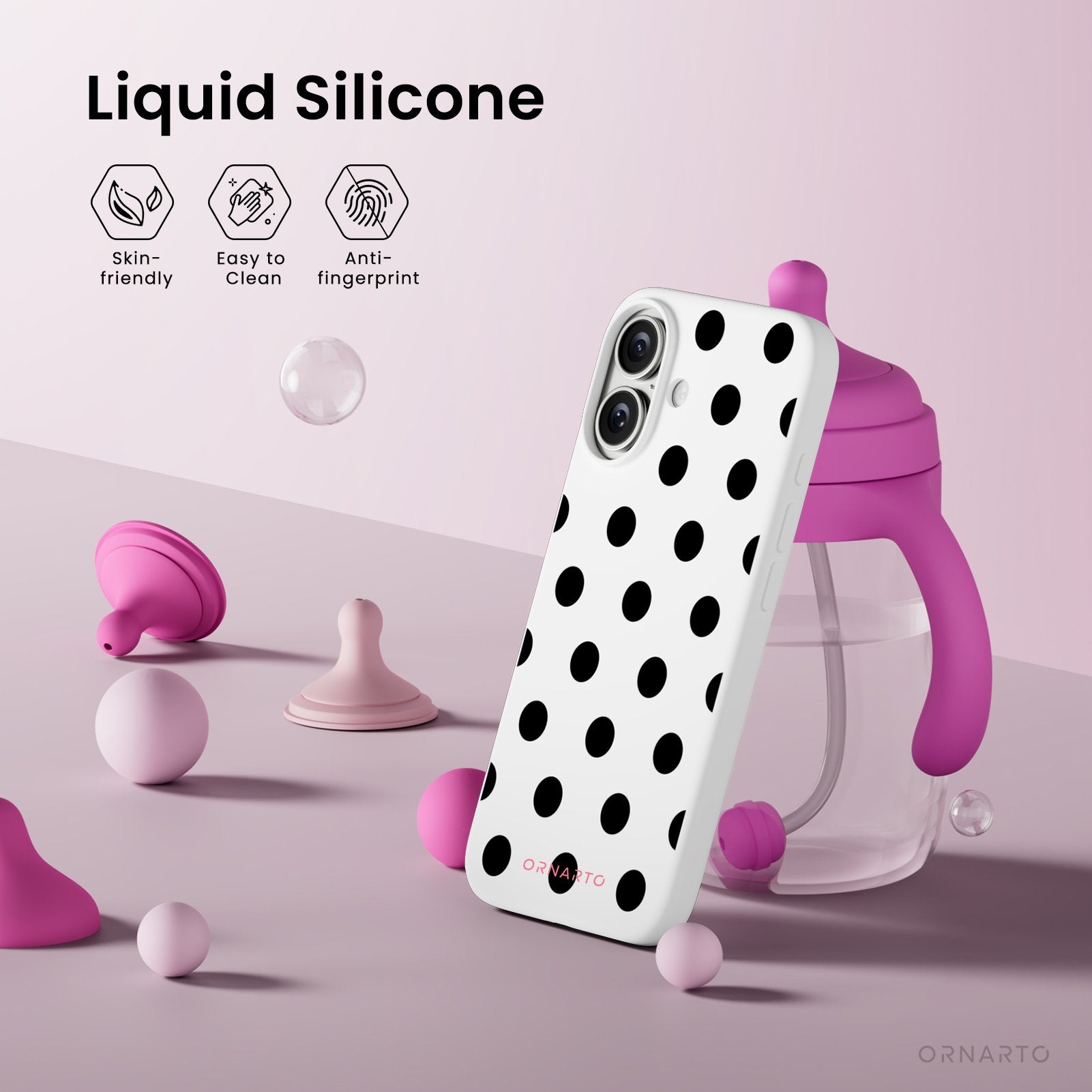 Polka Dot Liquid Silicone Case for iPhone 17 Series